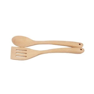 Eco Friendly Kitchen Tools Consist of Wood Slotted Spoon and Wood Ladle