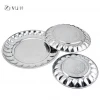 Eco friendly low MOQ kitchenware circular stainless steel fruit dish Thai style dinner food plate