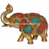 Elephant made in brass Decorative Gift with turquoise coral stone work a collection for your decor