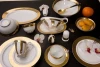 Embossed real gold bone china dinner plate tea set dinnerware