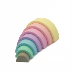 EN71 Stacking Montessori Baby Teether Toy Silicone Teething Promote Premium Food Grade Silicone Stacking Toy