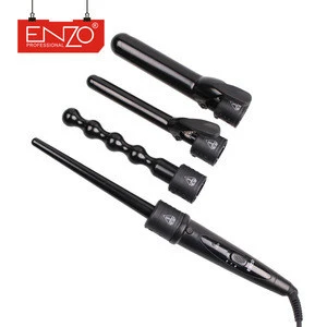 ENZO 2019 new private label professional interchangeable hair straightener curling iron wand hair curler 4 in 1 hair curler set