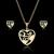Import European and American fashion new flower heart-shaped hollow stainless steel necklace earrings creative ECG Necklace Set from China