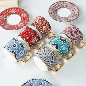 European style small luxury coffee cup saucer cup set Moroccan style cup ins style English afternoon tea