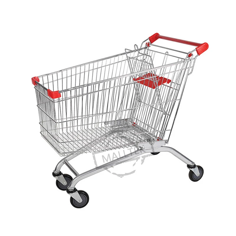 European Supermarket Shopping Trolley Cart For Retail Grocery Store