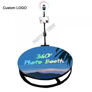 Event standing platform 360 rotating video photo booth with props accessories and package case