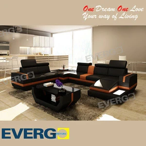 Evergo 2016 Modern New Living Room Sectional Leather Sofa Set, Lounge,