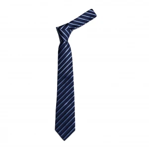 Factory custom dark blue sky-blue striped polyester tie
