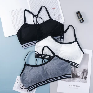Factory supply ladies seamless wrap chest cotton vest tube top sports bra with parachute straps