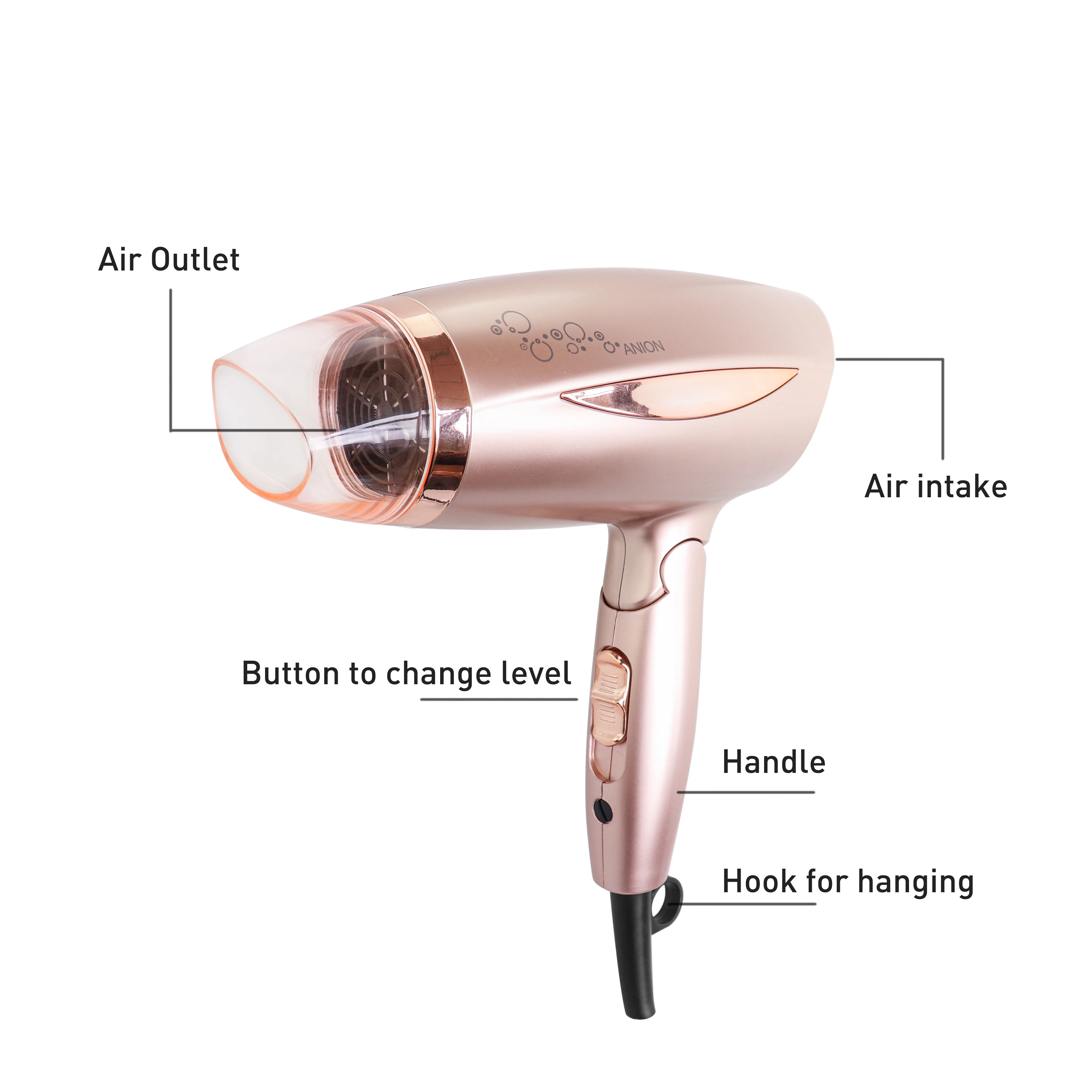 Factory Wholesale Best Quality 1600W Hair Dryer High Power Household Electronic Foldable Double voltage  Hair Dryer