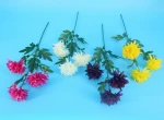 Factory wholesale cheap artificial silk flower three-headed daisy