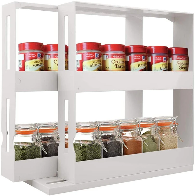 Factory Wholesale Custom Logo 2 Layer Cabinet Seasoning Spice Jar Box Bottles Rack Organizer Kitchen Spice Rack