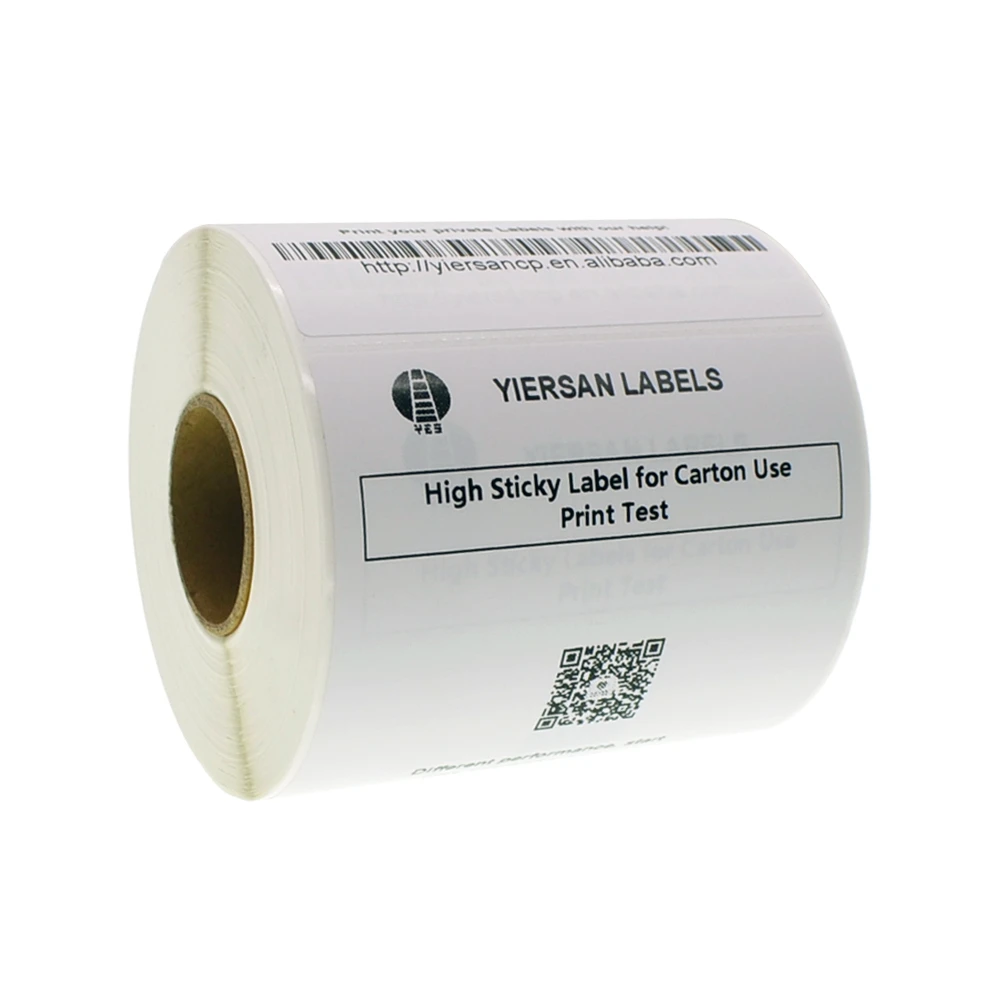 Factory wholesale Custom roll thermal transfer strong adhesive blank art paper carton label sticker for barcode printer