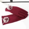 Fashion Elegant Womens Touch Screen Rabbit Hair Ball Gloves Winter Female Warm Cashmere Full Finger gloves 4 colors