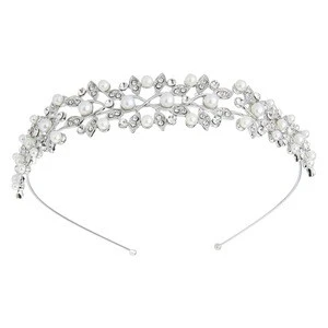 Fashion handmade wedding rhinestones pearl hair accessories bridal tiara