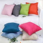Fashion Style Faux Suede Geometric Stripe Embroidery Wholesale Cushion Cover Embroider Custom Home Decor Cushions  HT-PSUEC-B