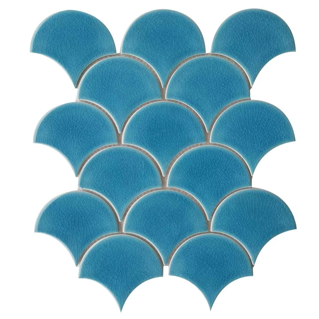 Fish scale dark blue swimming pool ceramic mosaic tile