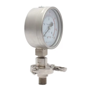 Flange diaphragm pressure gauge of stainless steel lined with tetrafluoro, strong acid and alkali