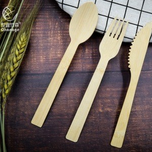 Flatware Sets 6.7 inch  Knife Fork Spoon Bamboo cutlery set Disposable wholesale children degradable replacing plastic