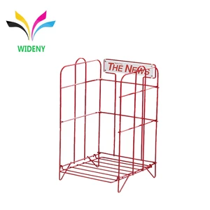 Flooring Counter foldable single steel wire metal book newspaper candy food fruit supermarket display racks with sign holder