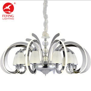 Flying Lighting chinese round silver modern loft crystal fancy ceiling led lamp chandelier pendant light