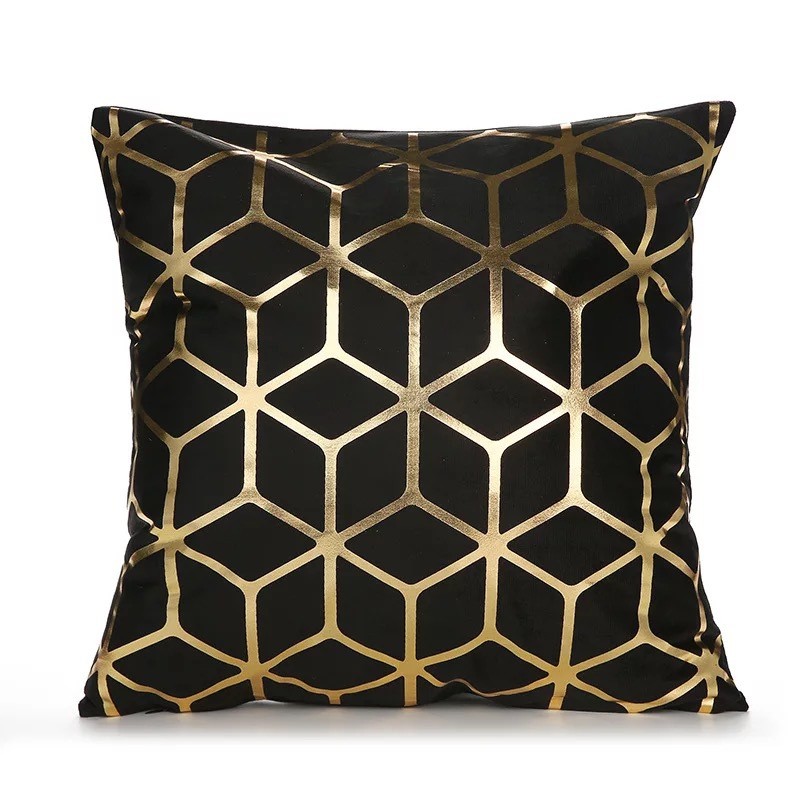 Foil Printed Cushion Sofa Cover Throw Pillows for Home Sofa Chair Pillow Covers New Designs Black Nordic Style Gold Eco-friendly