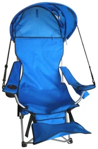 Folding Beach Chair, Camping Chair With Canopy And Footrest