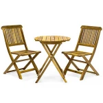 Folding Wood Outdoor Patio Bistro Set