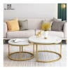Free Sample Contemporary Modern Wood Marble Top / Glass Top Gold Metal Legs Coffee Table Set