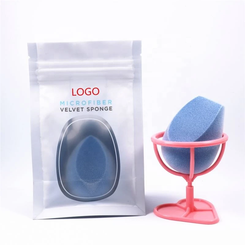 Free Sample Custom Soft Waterdrop Make Up Best Puff Latex Free Hydrophilic Flocking Microfiber Make up Makeup Sponge Set