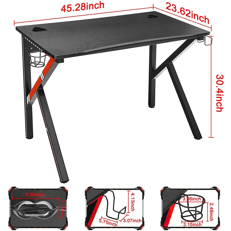 Gamer Workstation with Socket K Shaped Home Office PC Computer Table