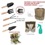 Garden Tools Set - 8 Piece Heavy Duty Gardening tools With Storage Organizer, Ergonomic Hand Digging Weeder, Rake, Shovel, Trowe