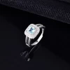 Genuine Sterling Silver Color 925 Womens Ring Natural Blue Topaz White Moissanite Diamond Gemstone Anillos De 925 Jewelry Rings