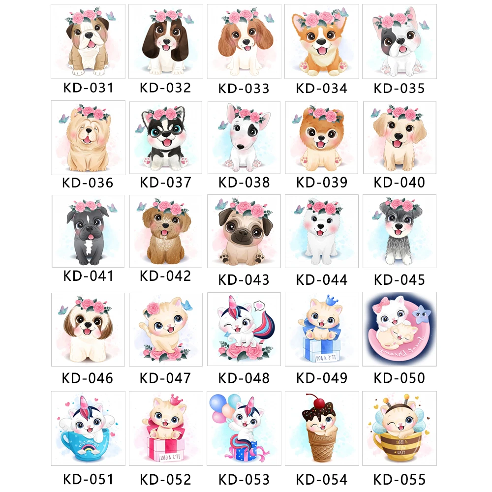 glaryyears 1 Sheet Dogs Cats Animals Tattoo Cartoon Temporary Tattoo Sticker for Kids Children Body Art KD031-060