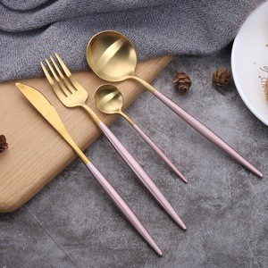 Gold Plated Cutlery Dinner Knife Fork Spoon Luxury Flatware Set