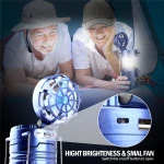 Goldmore 5W LED Camping Lights Outdoor Tent Camping Lantern Collapsible Solar Flashlights Lamp With Mini Fan Line Rechargeable