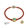 Grace Jewelry Gold Plated 925 Silver Beautiful Lotus Flower Buddha Shape Charm Red Rope Women Simple Bracelets for Girls