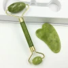 Handheld Double Welded Guasha Quartz Facial Massage Natural Green Jade Roller
