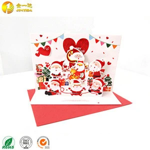 Handmade Paper Craft 3D Pop Up Christmas Greeting Card With Envelope