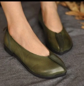 handwork women Green minimalist shoes