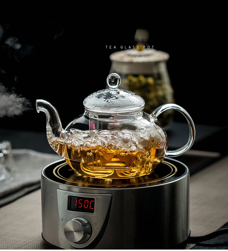 Heat-resistant Transparent Glass Teapot Tea Maker Set, Glass Teapot with Glass Insufer
