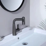 Height Adjustable Single Handle Brass Basin Faucet with Pull-out Sprayer Toilet Tap Bathroom Mixer