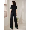 High Material 65% Viscose 35% Nylon Black Spring Summer Knit Set Women Clothing