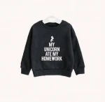 high quality cotton black kids sweatshirt boys clothing cool unicorn printing custom print sweatshirts drop shoulder hoodies
