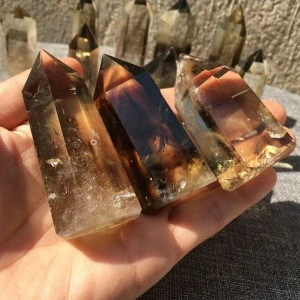 High quality Natural Healing Crystals Smoky Quartz Stone Standing Tower Points for sale