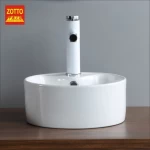 High quality single hole modern dining room countertop sink table top round style art bathroom ceramic basin