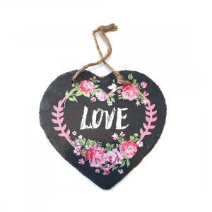High-quality slate heart-shaped coaster tableware potholder with holes for hanging decorations