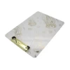 High quality student used laser jellyfish printing PMMA gilded quality acrylic clipboard with golden metal clip acrylic board