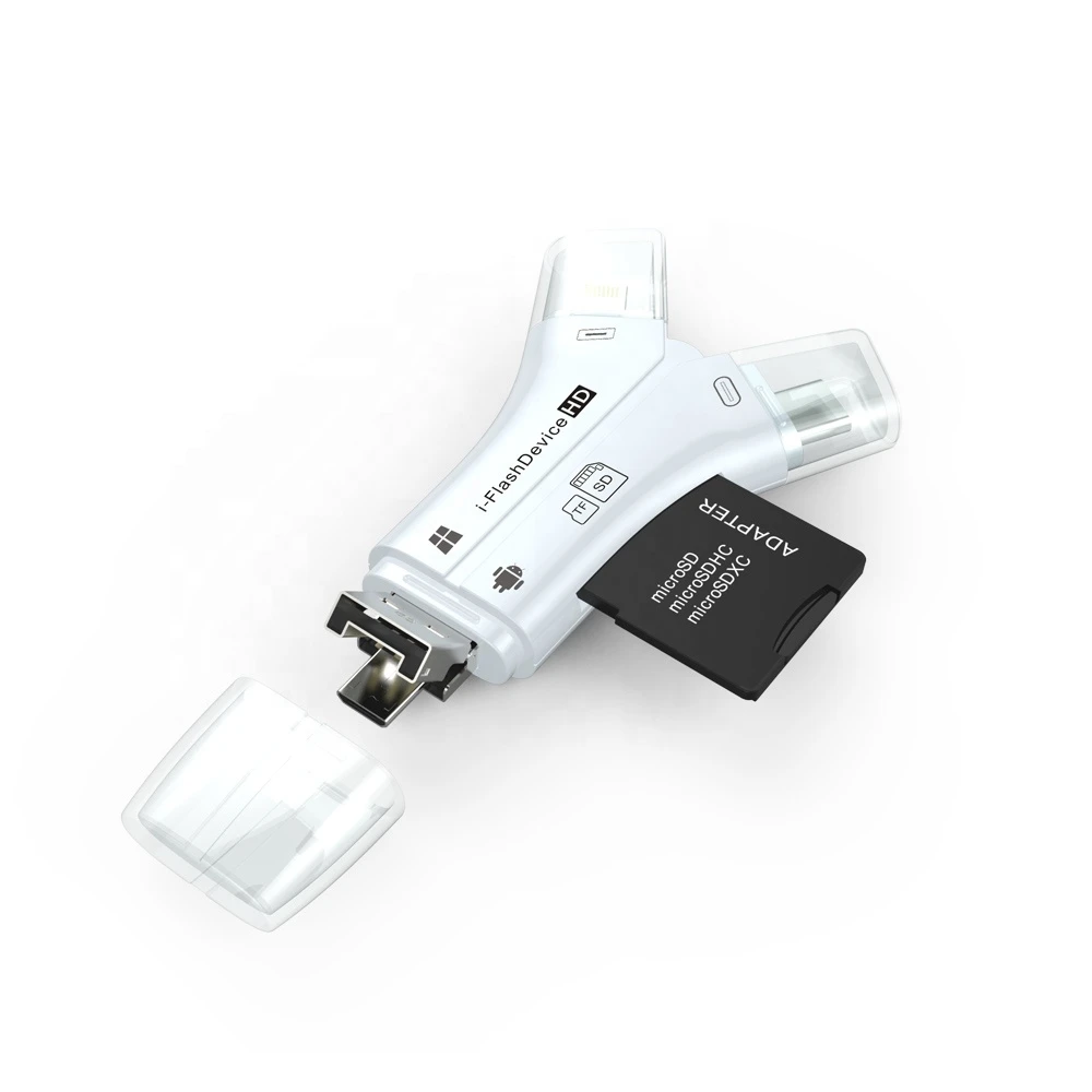 High Speed mini Micro 4 in 1 i-FlashDevice App Plastic mobile memory card reader