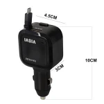 Hight quality 3 port retractable USB C cable car charger dual USB TYPE C car fast charger  car retractable charger